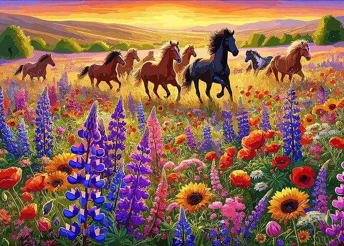 Wildflowers Wild Horses