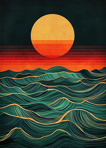 Sunset Ocean Waves