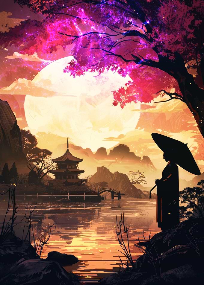 Japanese Pagoda Sunset