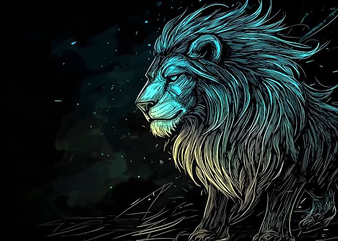 Blue and Yellow Lion