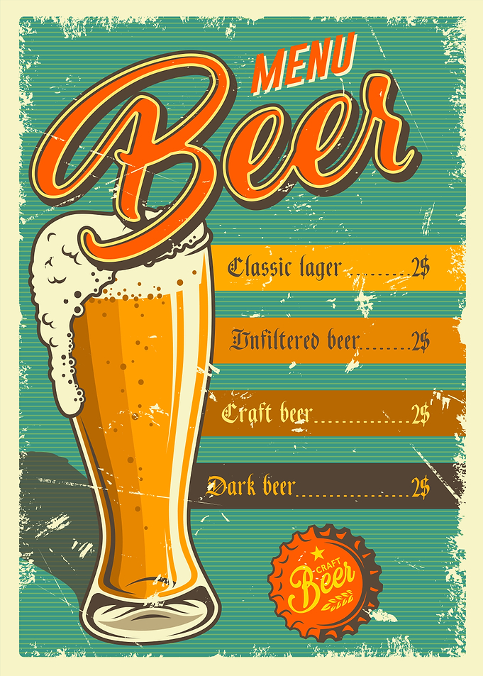 Vintage Beer Menu Poster