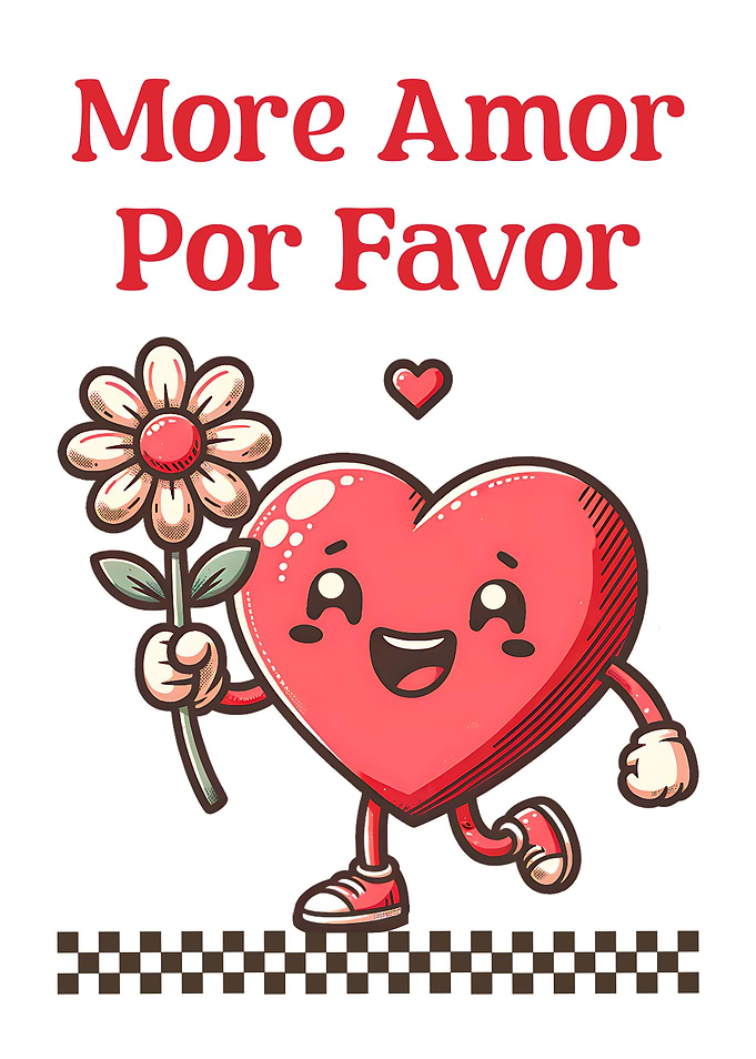 More Amor Por Favor Retro Heart Mascot