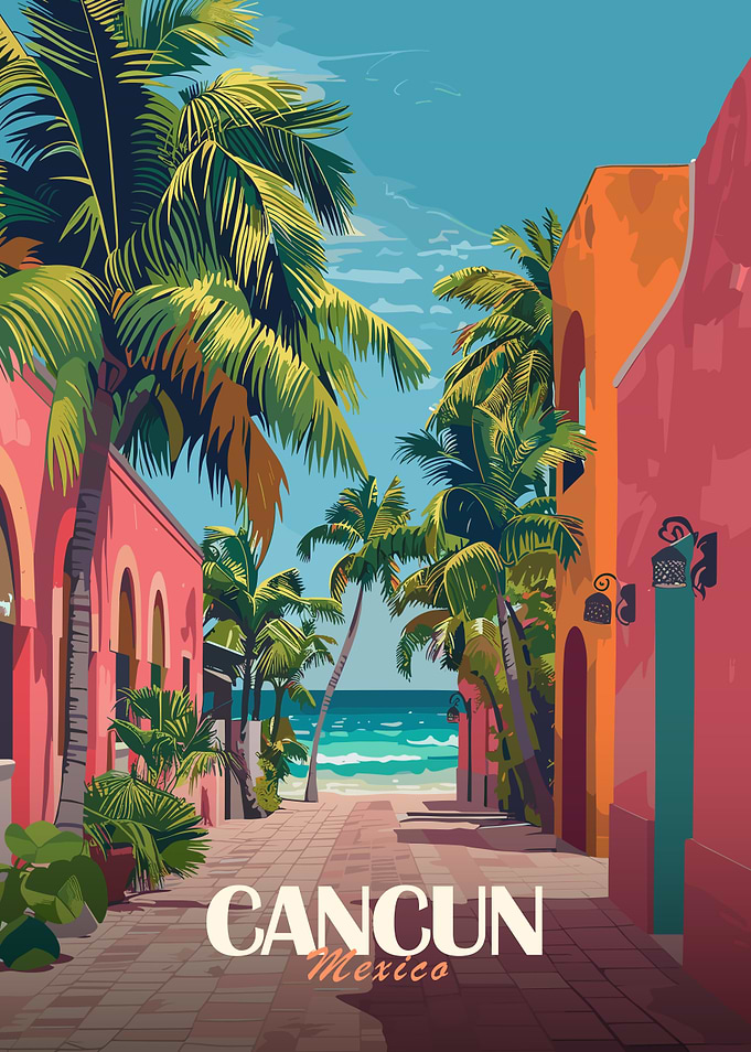 Cancun Mexico Travel Poster