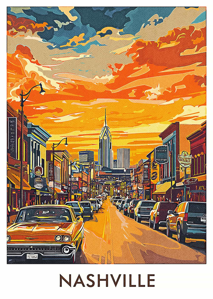 Nashville Cityscape Sunset