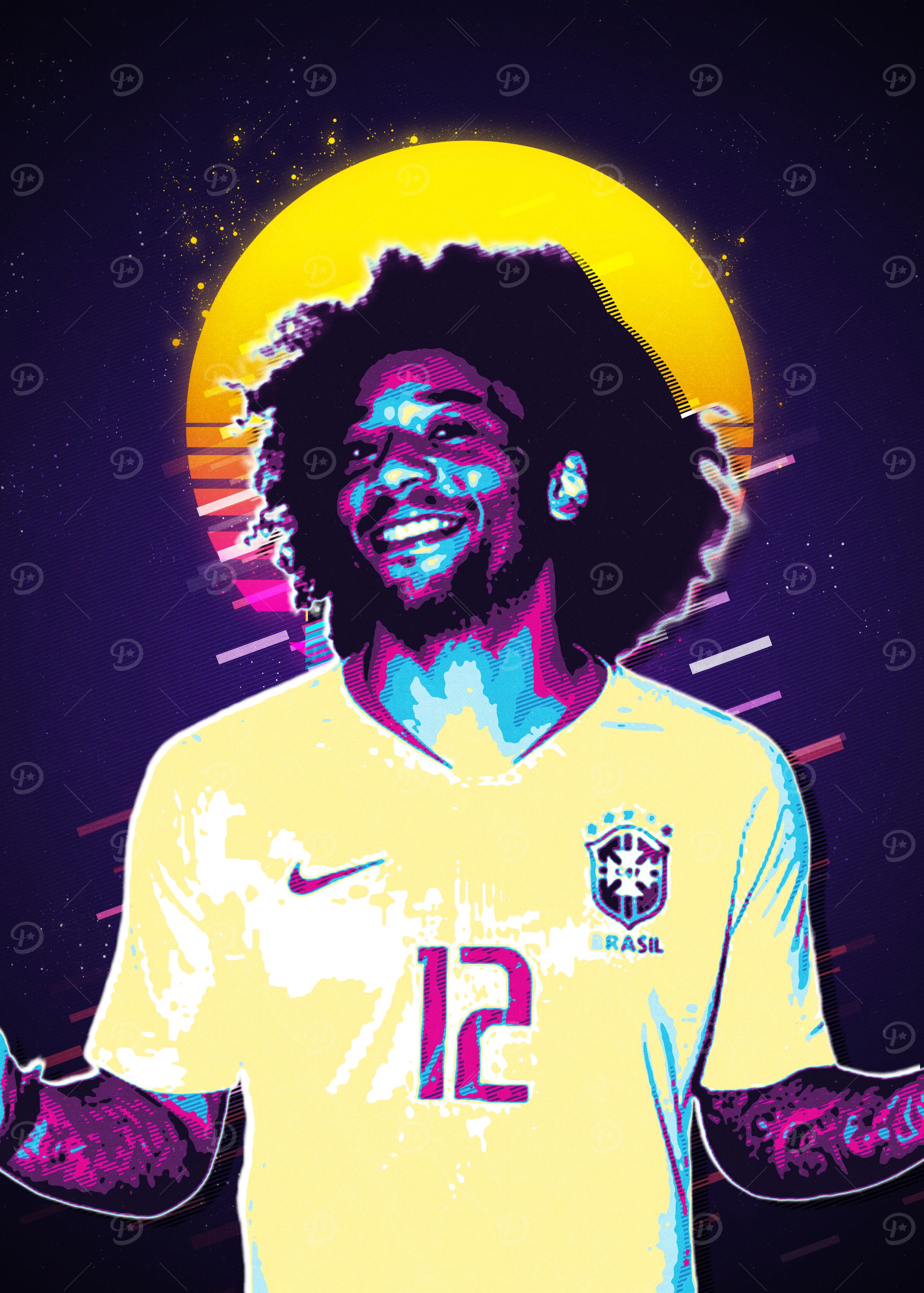 Marcelino Brazil Soccer Player Retro Art