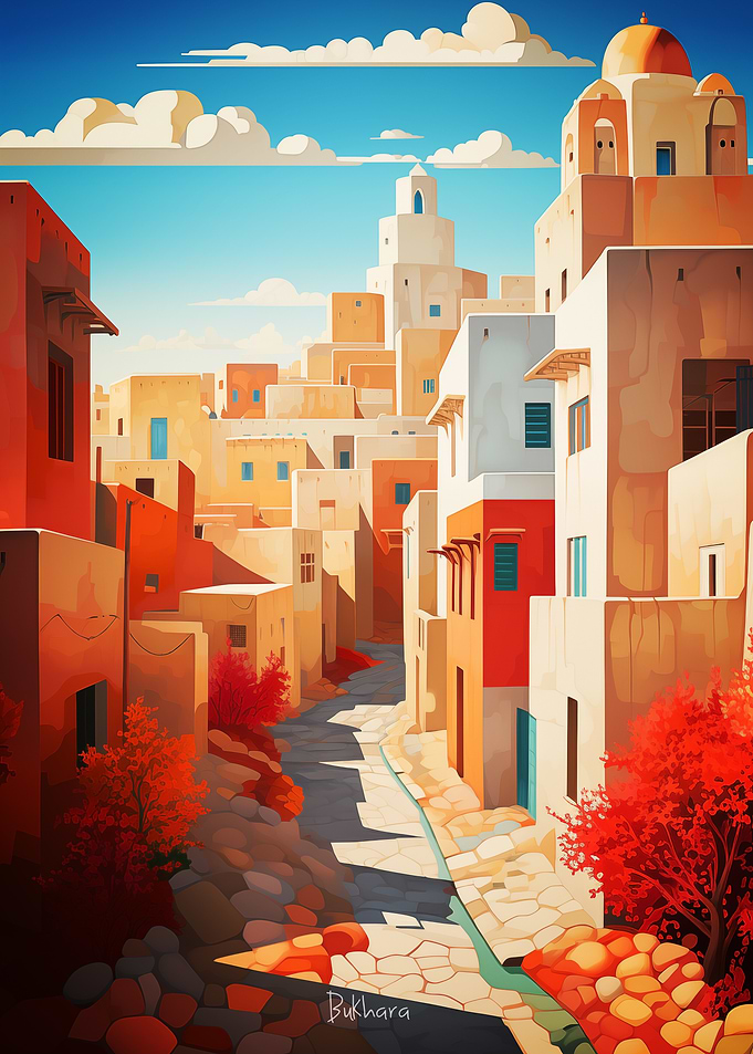 Bukhara Street Oil Painting