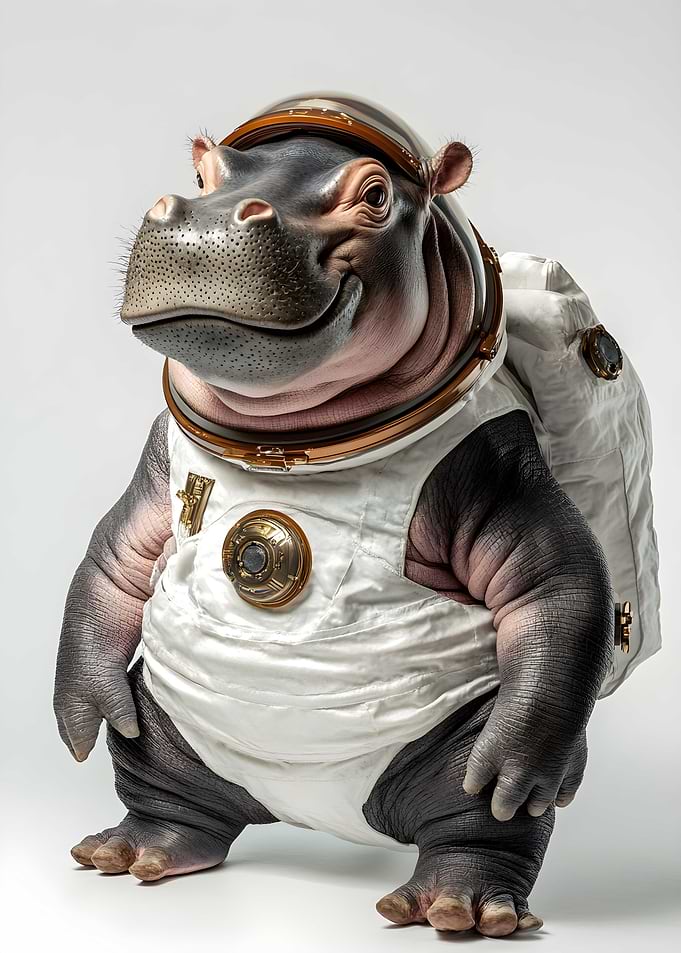 Hippo in an astronaut Art