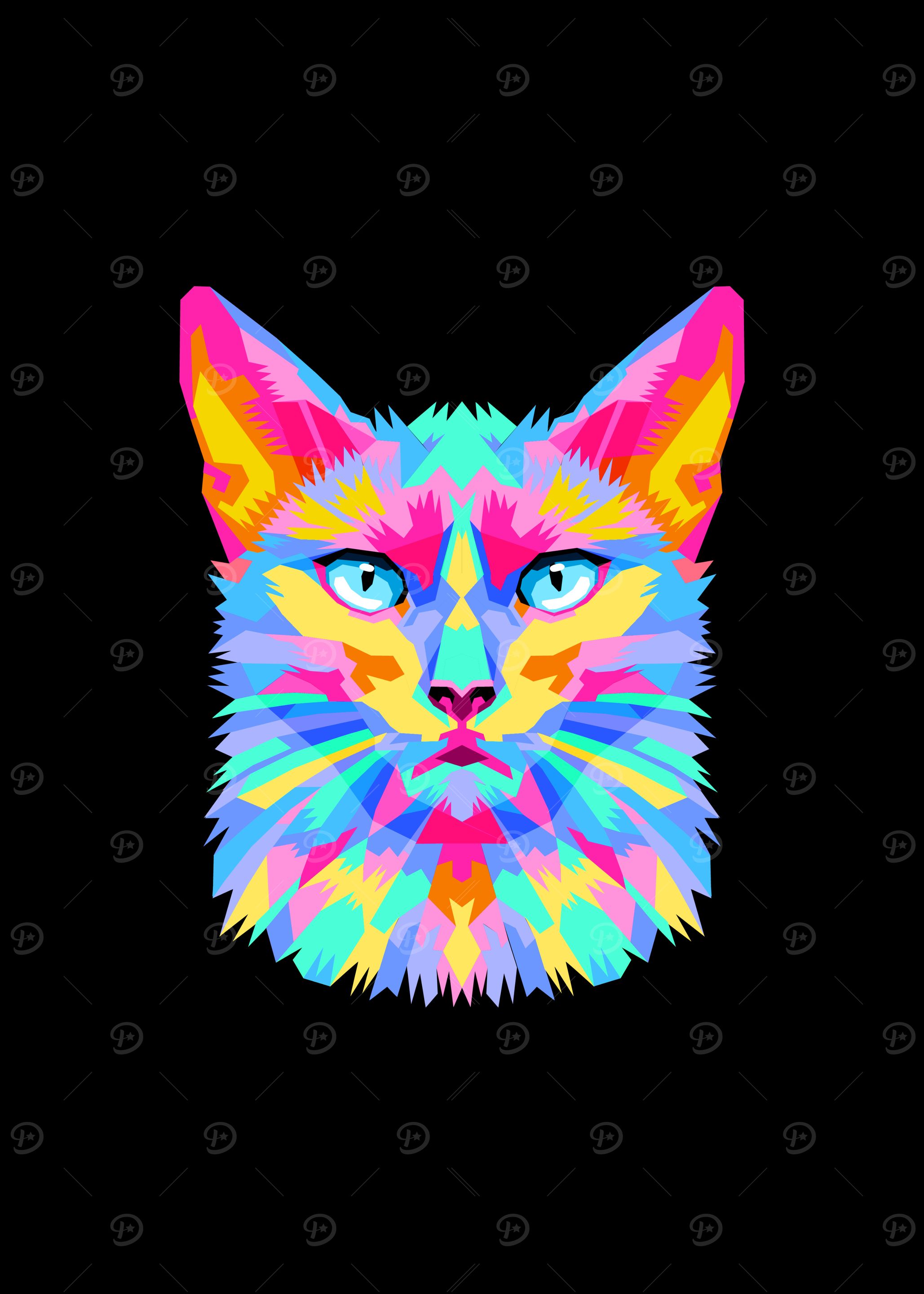 Colorful Cat Portrait