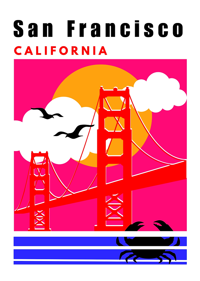 San Francisco Mid Century Modern Collage Travel Poster