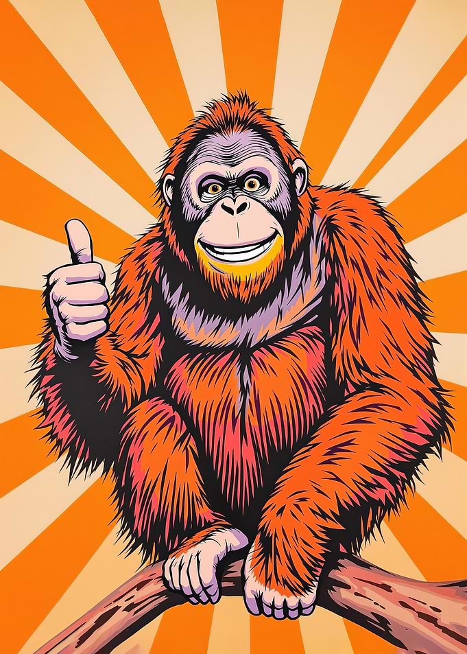 Smiling Orangutan Thumbs Up