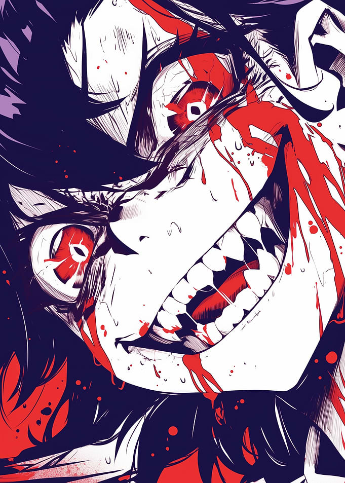 Anime Character with Bloody Mouth