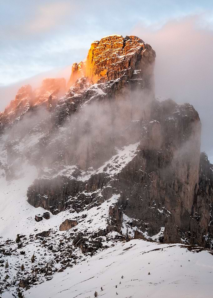Mountain Peak in Clouds