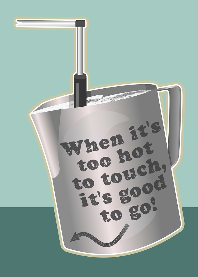 Coffee machine milk warming jug