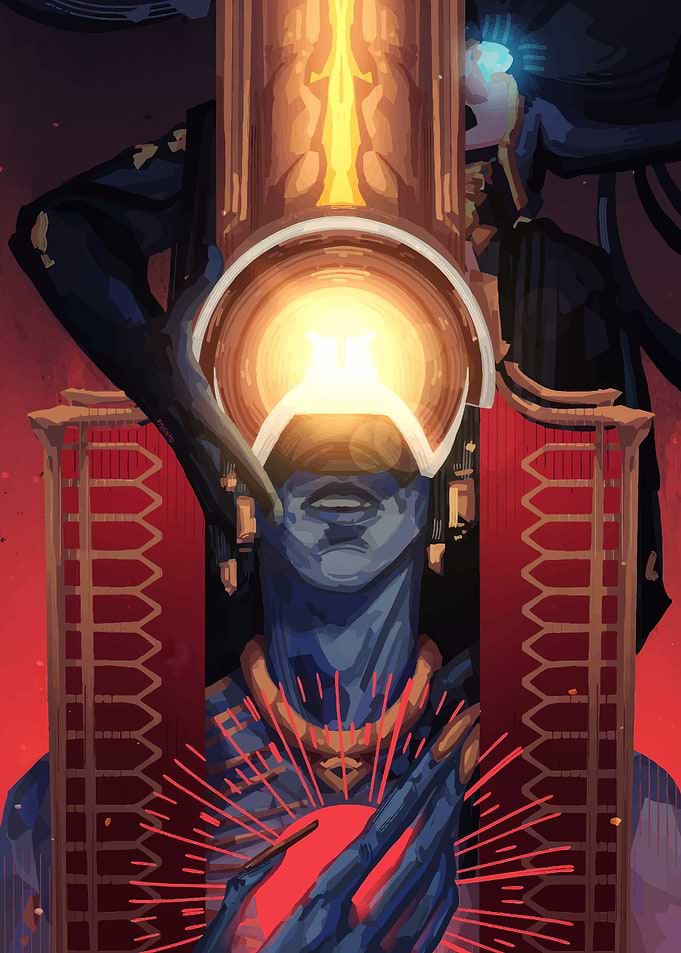 Blue Skinned Figure with Light