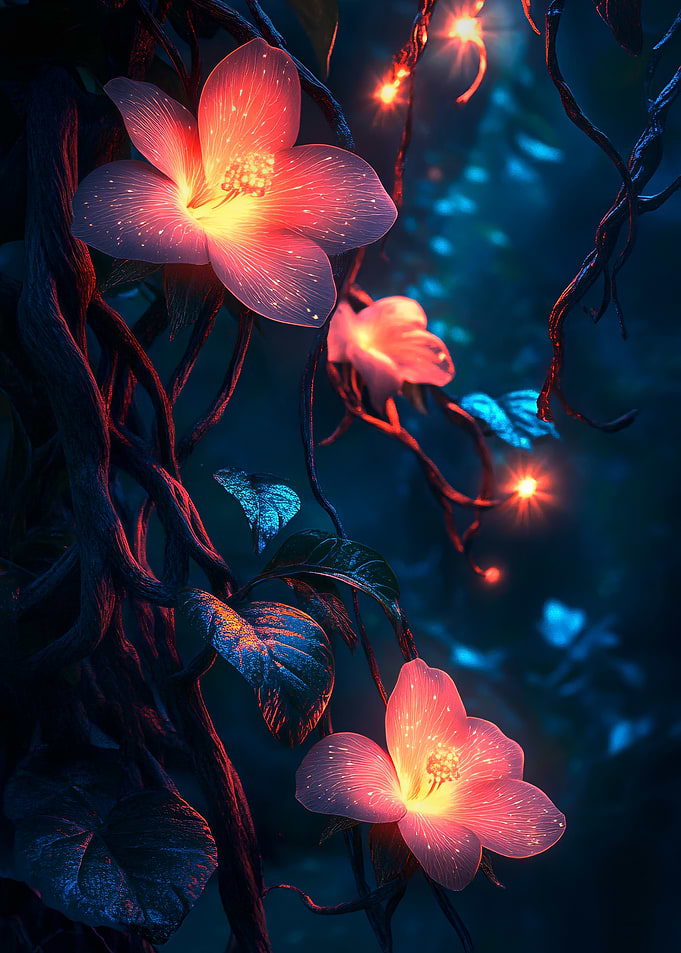 Glowing Flowers in the Night