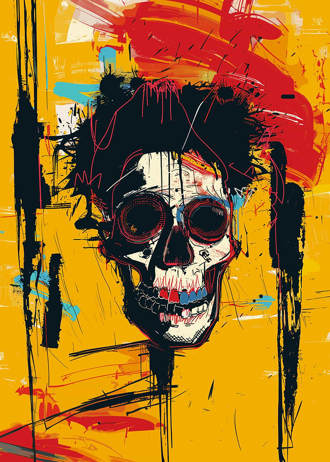Skull Graffiti Street Art Style
