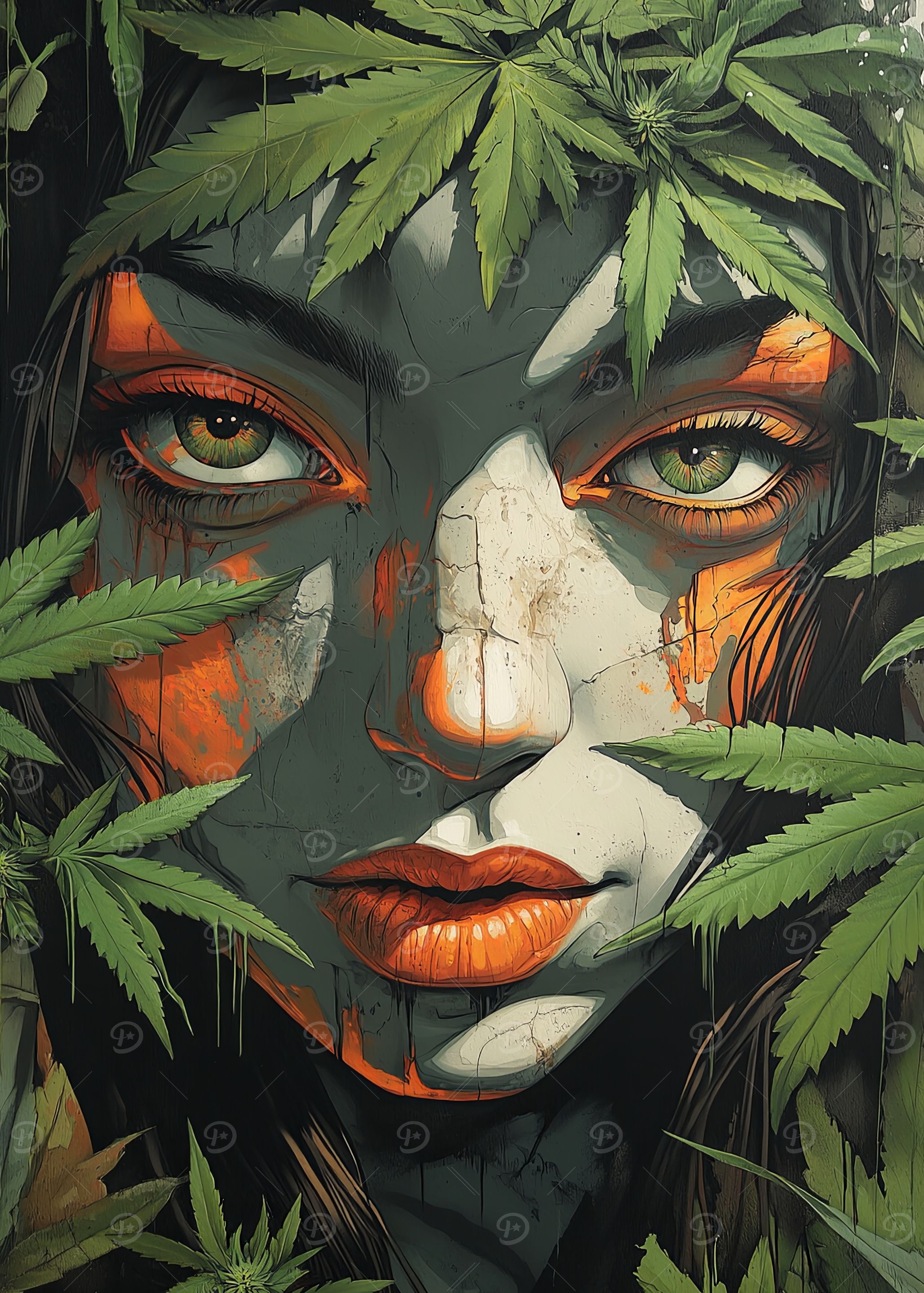 Woman Surrounded by Leaves