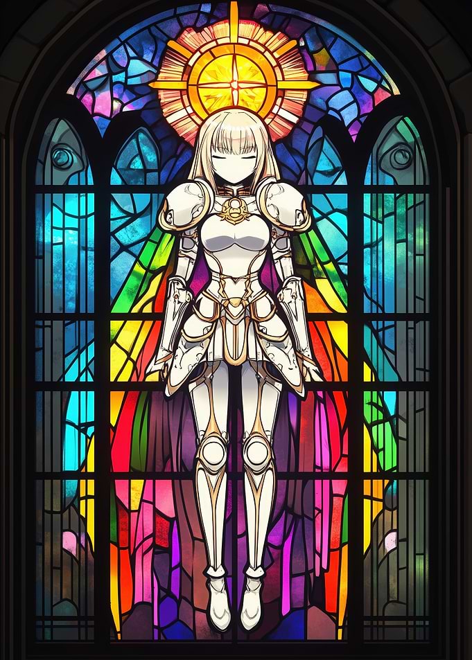 Stained Glass Anime Knight