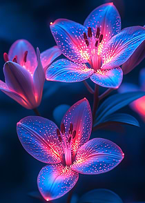 Glowing Lily Flowers