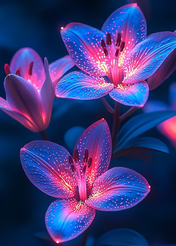 Glowing Lily Flowers