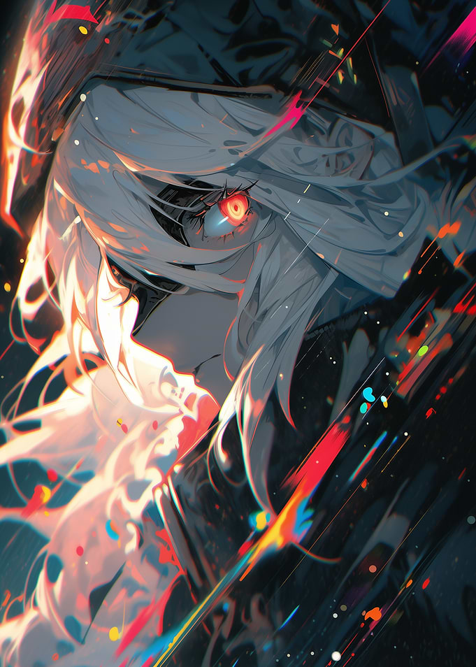 Anime Girl with Red Eye