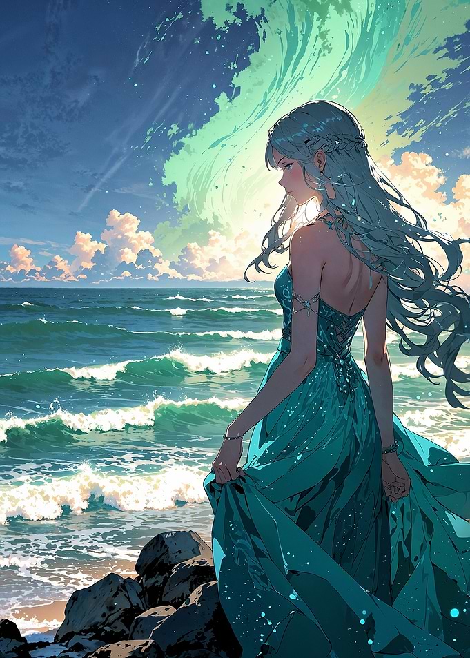 Anime Girl by the Sea