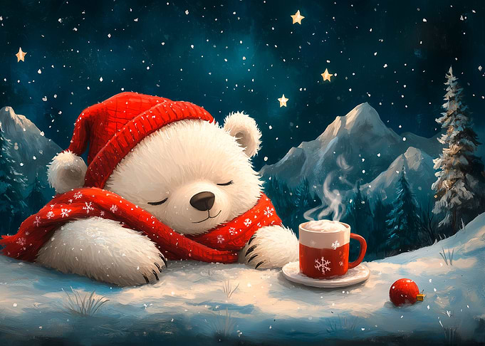 Sleeping Polar Bear in Winter