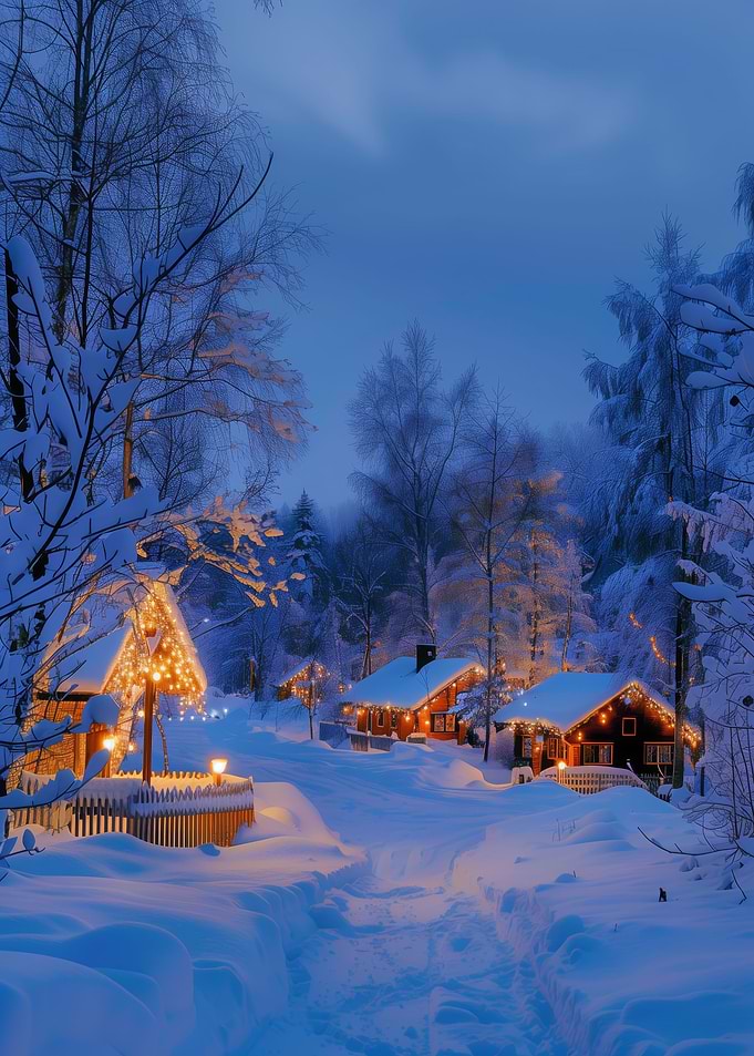 Cozy Winter Cabin Village