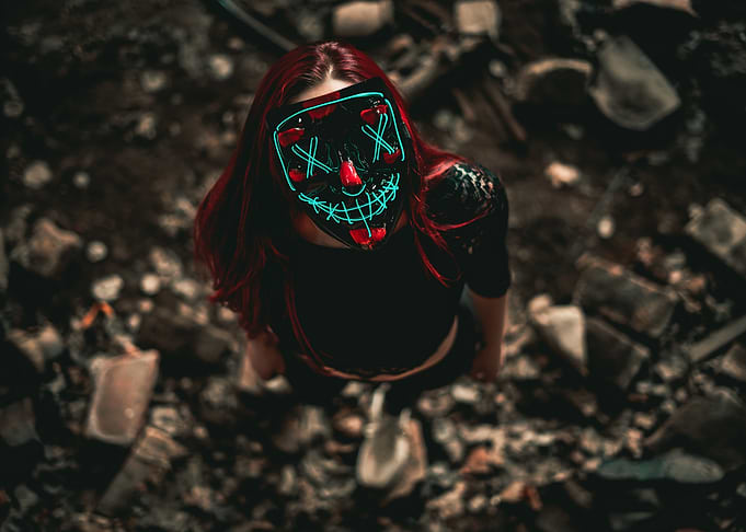Woman in LED Mask