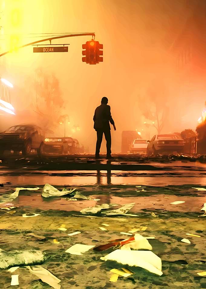 Silhouette in a Post-Apocalyptic City