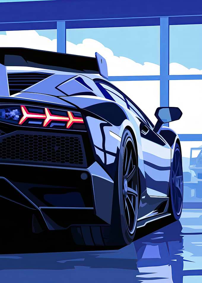 Black Lamborghini Rear View