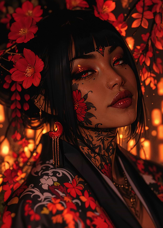 Japanese Woman in Red