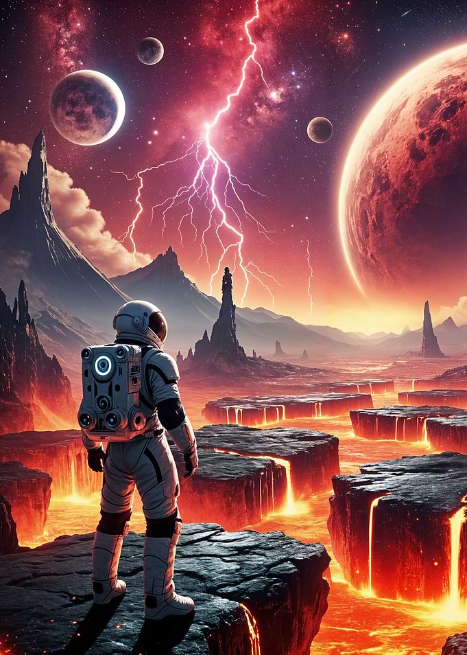 Astronaut on Molten Planet