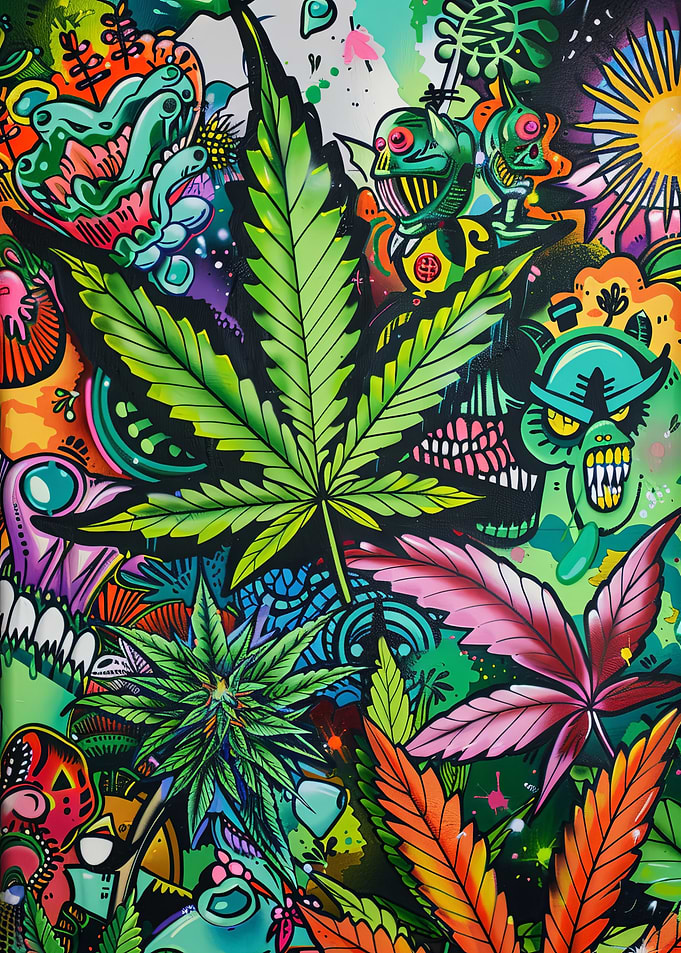 Psychedelic Marijuana Leaf Art