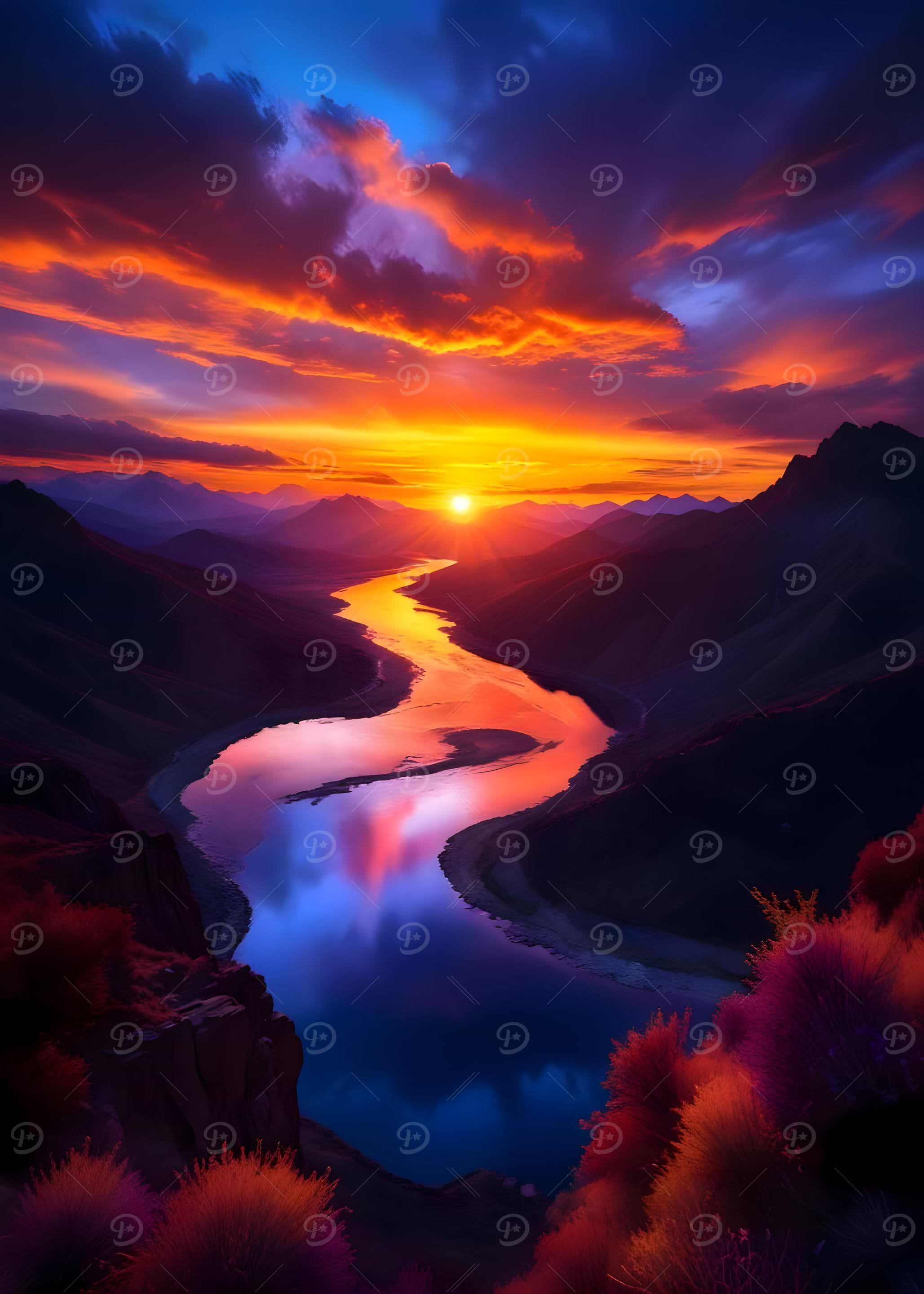 Sunset River Landscape