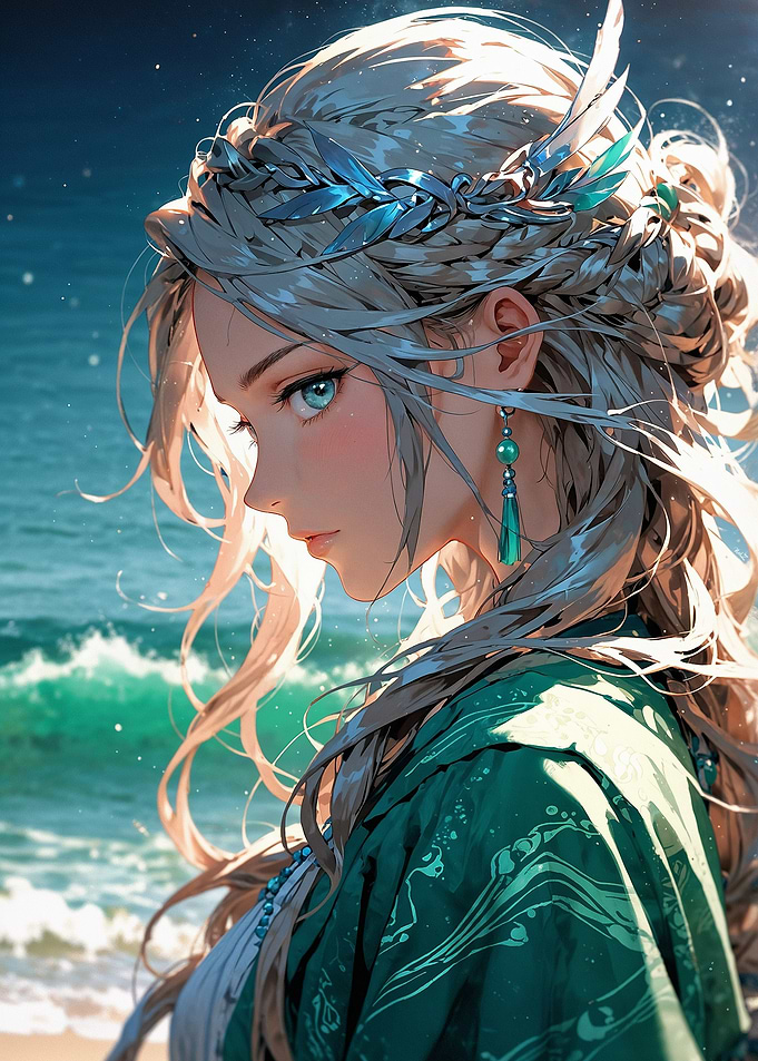 Anime Girl by the Sea