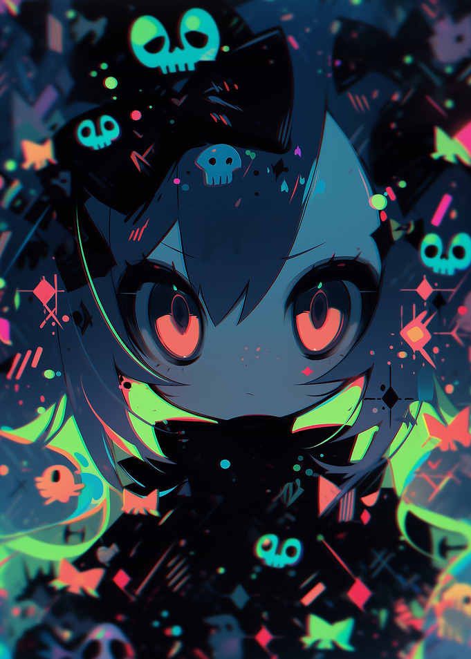 Anime Girl with Skull Motifs