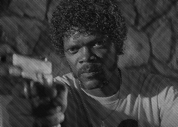 Man with Afro in Halftone