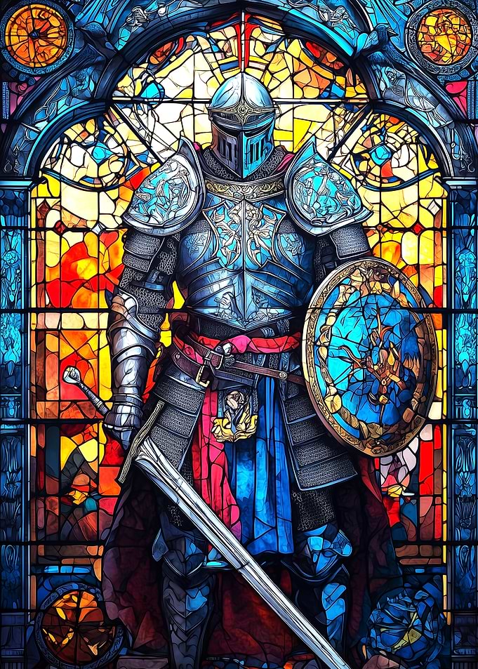 Paladin Warrior Stained Glass
