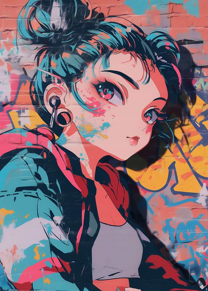 Anime Girl Graffiti Art