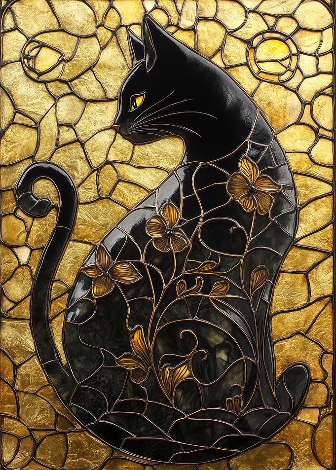 Black Cat Stained Glass