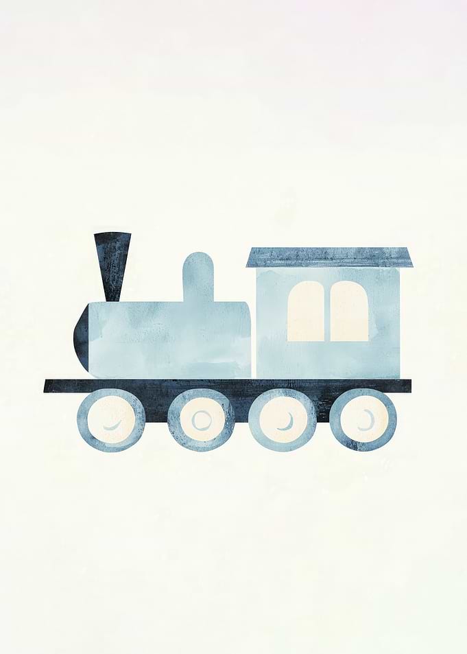 Blue Watercolor Train