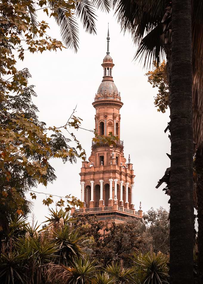 Spanish Tower Through Trees
