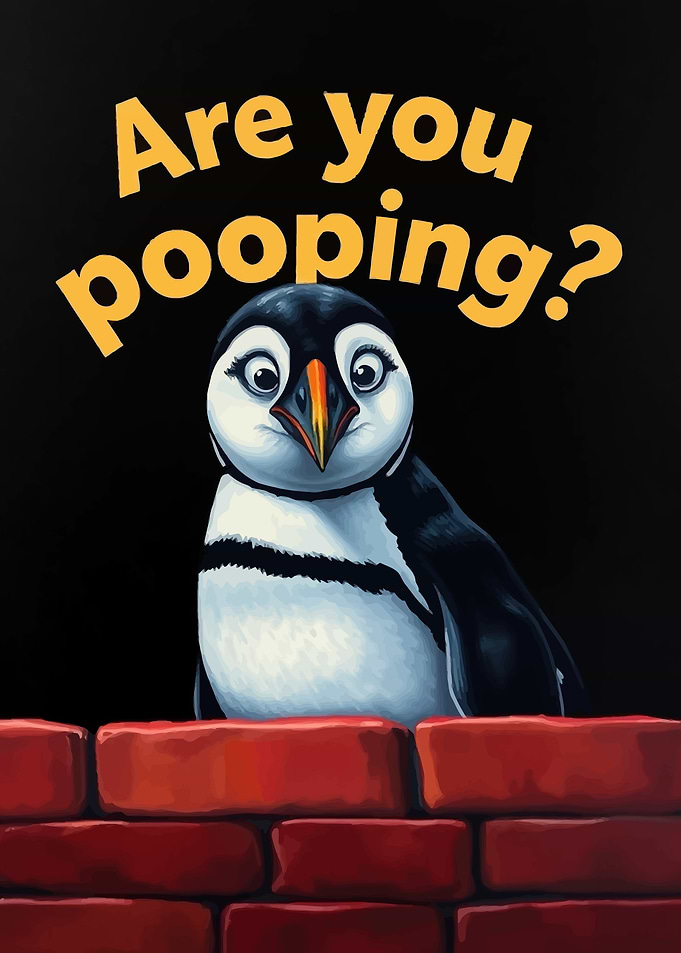 Penguin Funny Behind Brick