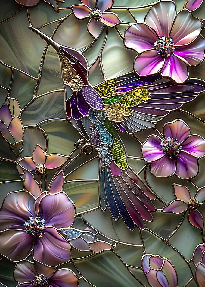Stained Glass Hummingbird