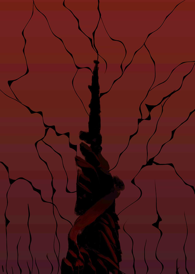 Abstract Tower in Red