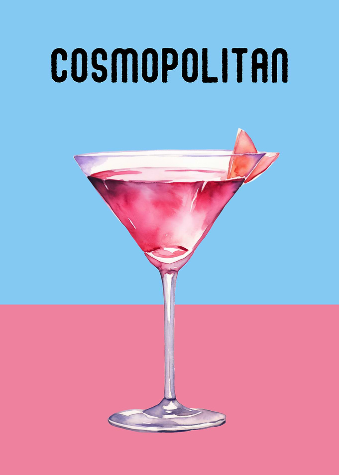 Cosmopolitan Cocktail Poster | Stylish Bar Wall Art
