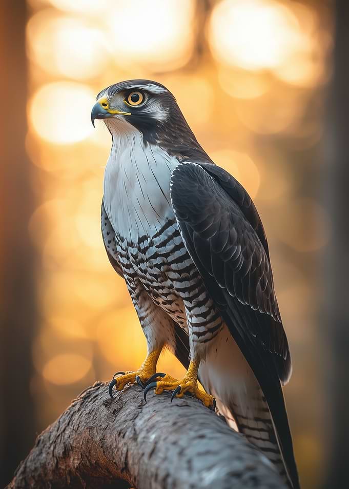 Goshawk Perched on Branch