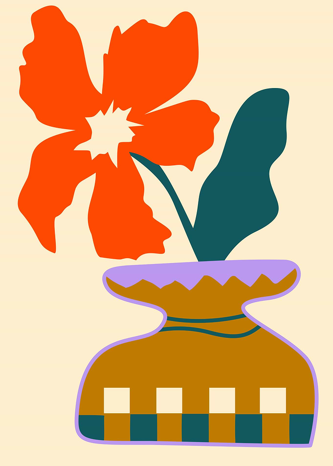 Bold Blooms in a Patterned Vase