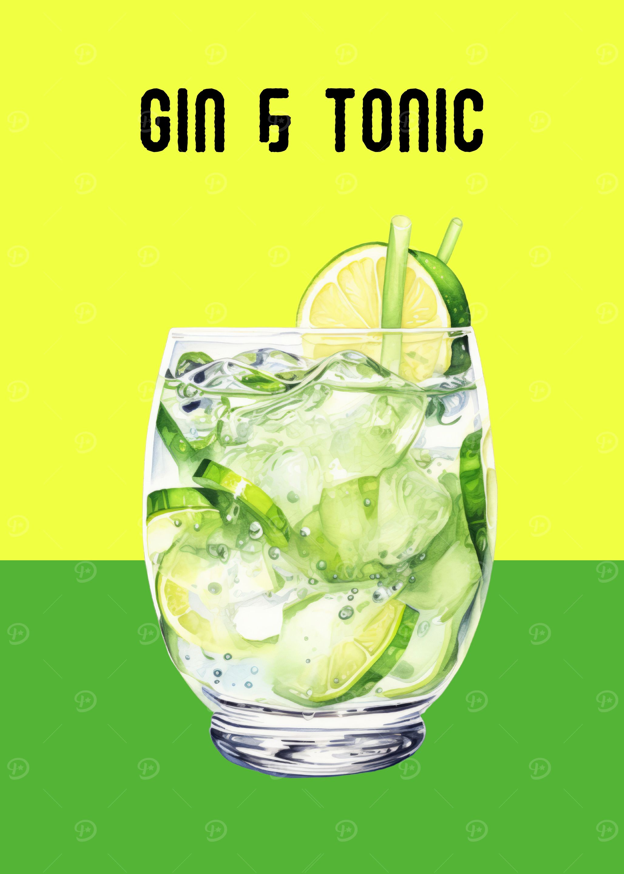 Gin & Tonic Cocktail Poster | Refreshing Bar Wall Art